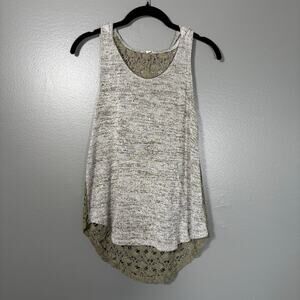 Charmed Hearts Women's Gray/Olive Green Y2K Grunge Hooded Tank Top - Size Large